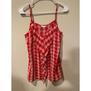 Cabi Flowy Pink Cream Ruffled Cami Top Size Small Style #54077 Adjustable Straps